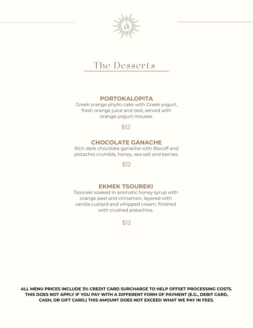 Restaurant menu showing savory pies and cocktails.